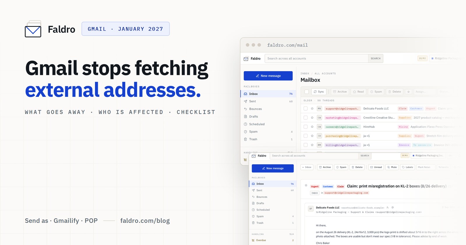 Gmail will stop fetching external addresses: what disappears in January 2027 and how to prepare