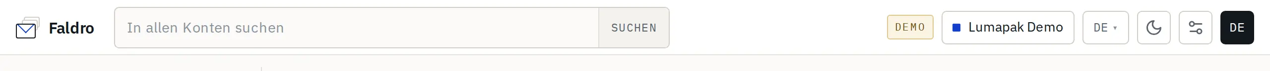 Organisationsumschalter im Kopfbereich