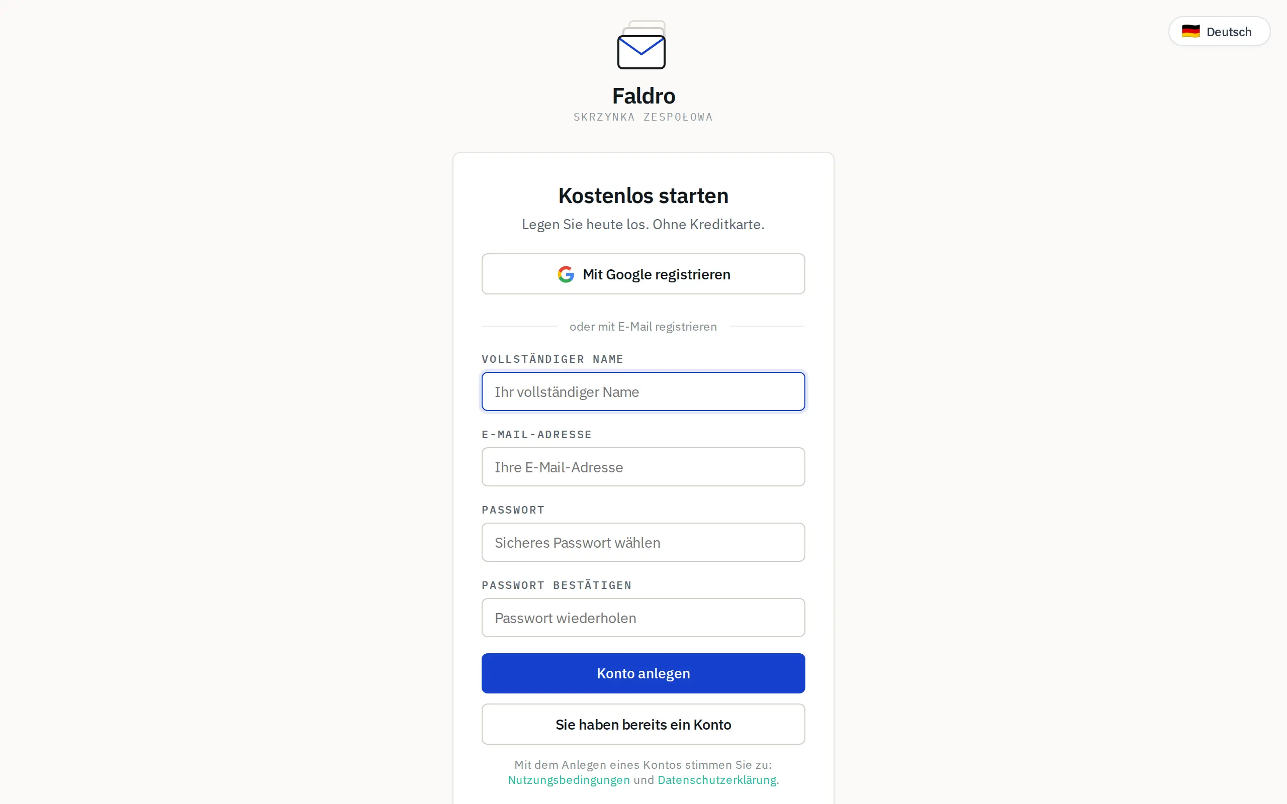 Registrierungsformular